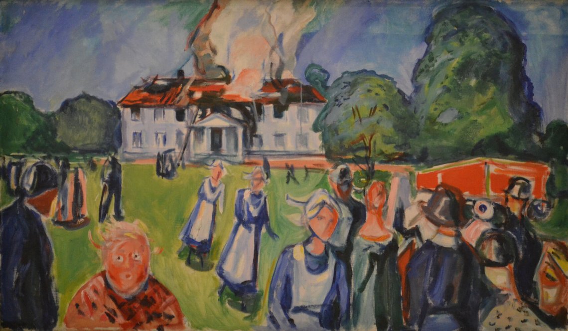 Edvard Munch (1863–1944), «Huset brenner!». Munch-museet, Oslo. Edvard Munch (1863–1944), «Huset brenner!». Munch-museet, Oslo.