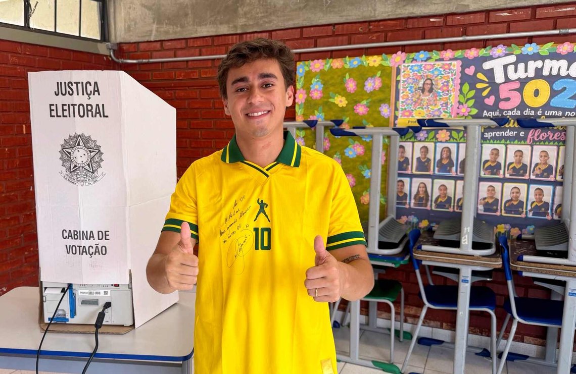 Den politiske influenseren og youtuberen Nikolas Ferreira (30) i Minas Gerais ble i 2022 valgt inn som representant for delstaten med flest stemmer i historien, nesten 3,2 millioner. Han representerer Bolsonaro-familiens parti, Partido Liberal. (Foto: Privat/X) Den politiske influenseren og youtuberen Nikolas Ferreira (30) i Minas Gerais ble i 2022 valgt inn som representant for delstaten med flest stemmer i historien, nesten 3,2 millioner. Han representerer Bolsonaro-familiens parti, Partido Liberal. (Foto: Privat/X)