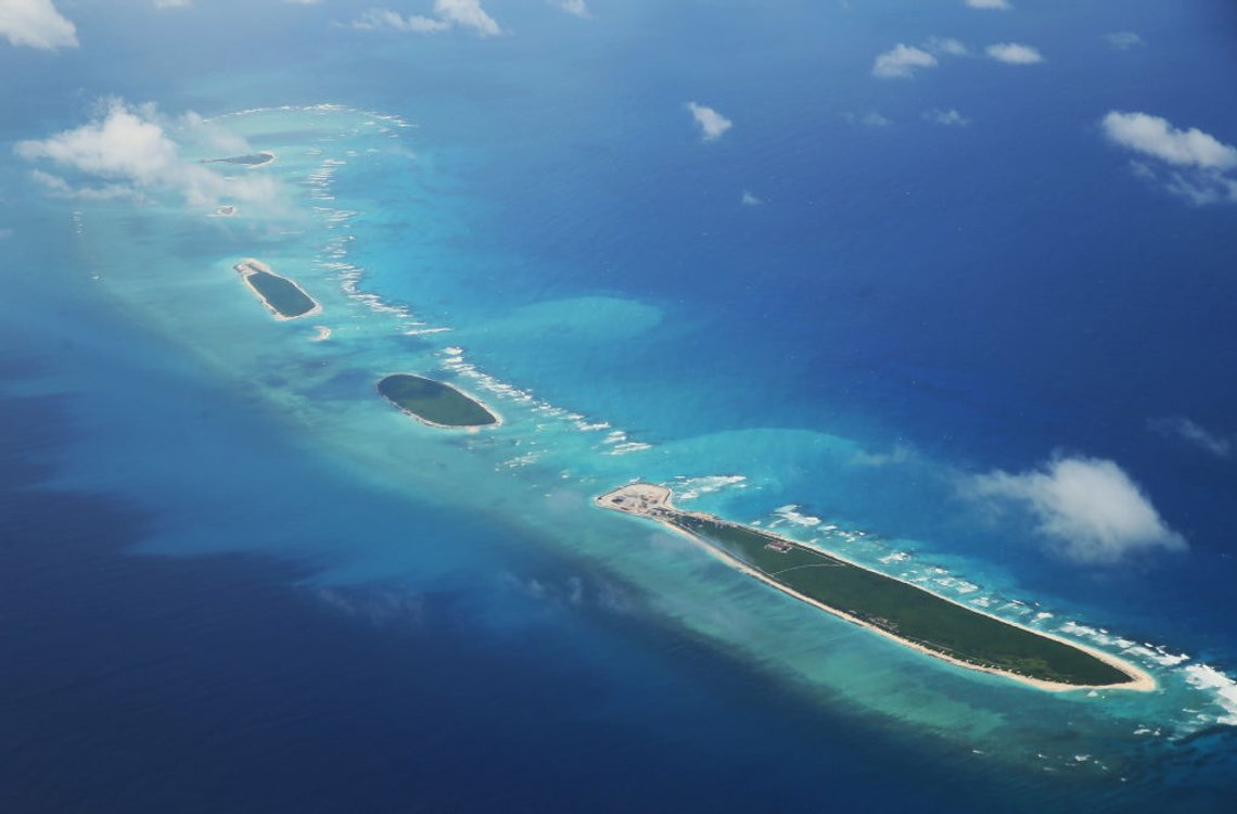 An aerial view of Qilianyu islands in the Paracel chain, which China considers part of Hainan province on August 10, 2018. (Photo by - / AFP) / China OUT (Photo credit should read -/AFP via Getty Images) An aerial view of Qilianyu islands in the Paracel chain, which China considers part of Hainan province on August 10, 2018. (Photo by - / AFP) / China OUT (Photo credit should read -/AFP via Getty Images)