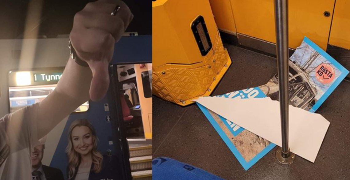 Mannen gör tumme ner till Kristdemokraterna.
Bild: Facebook Mannen gör tumme ner till Kristdemokraterna.
Bild: Facebook