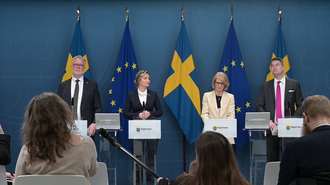Pressträff med Ebba Busch, Elisabeth Svantesson, Johan Pehrson och Oscar Sjöstedt
Foto: Roger Sahlström Pressträff med Ebba Busch, Elisabeth Svantesson, Johan Pehrson och Oscar Sjöstedt
Foto: Roger Sahlström