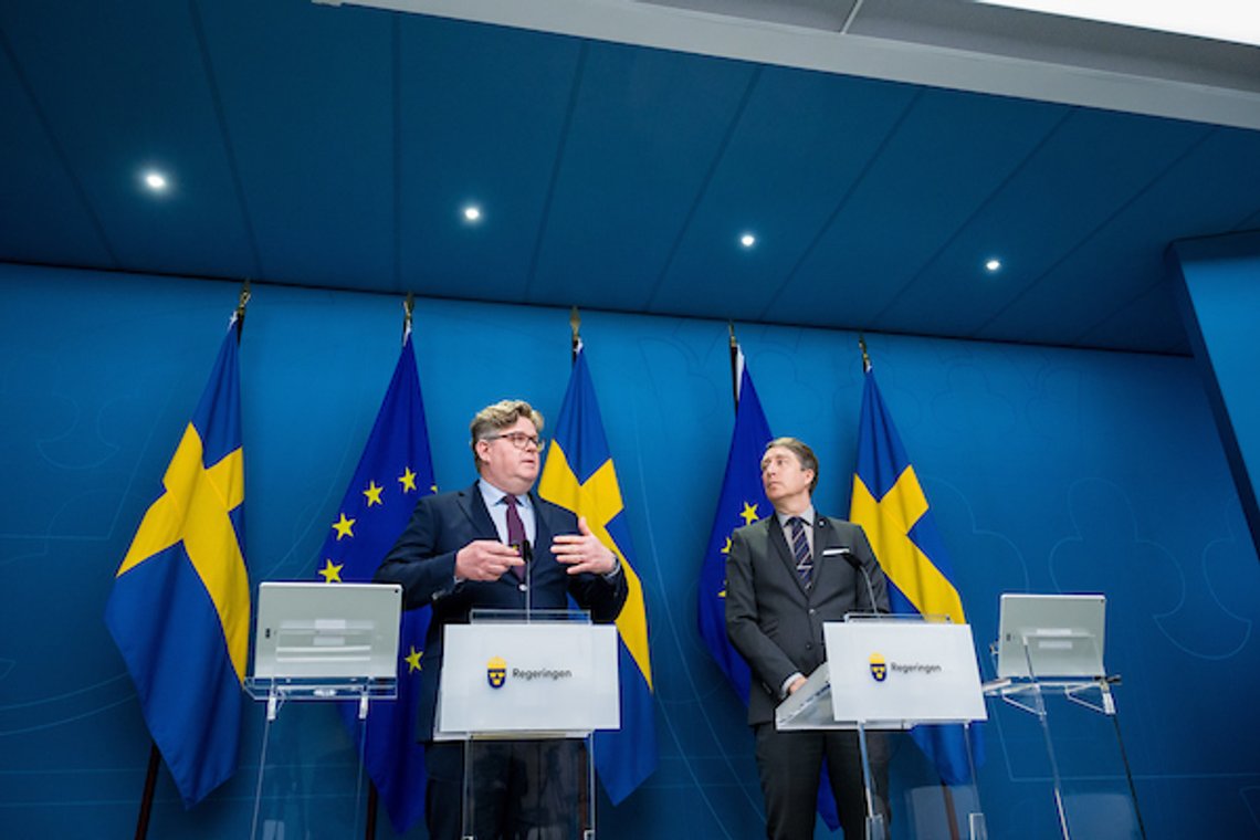 STOCKHOLM, SWEDEN - APRIL 13: Gunnar Strömmer, Justitieminister, Richard Jomshof, Sverigedemokraterna on April 13, 2023.
Pressträff angående tillägg i vårbudgeten för att presenterar budgetnyheter på pressträffen rätts- och kriminalområdet.
Photo by PELLE T NILSSON/Swedish Press Agency STOCKHOLM, SWEDEN - APRIL 13: Gunnar Strömmer, Justitieminister, Richard Jomshof, Sverigedemokraterna on April 13, 2023.
Pressträff angående tillägg i vårbudgeten för att presenterar budgetnyheter på pressträffen rätts- och kriminalområdet.
Photo by PELLE T NILSSON/Swedish Press Agency