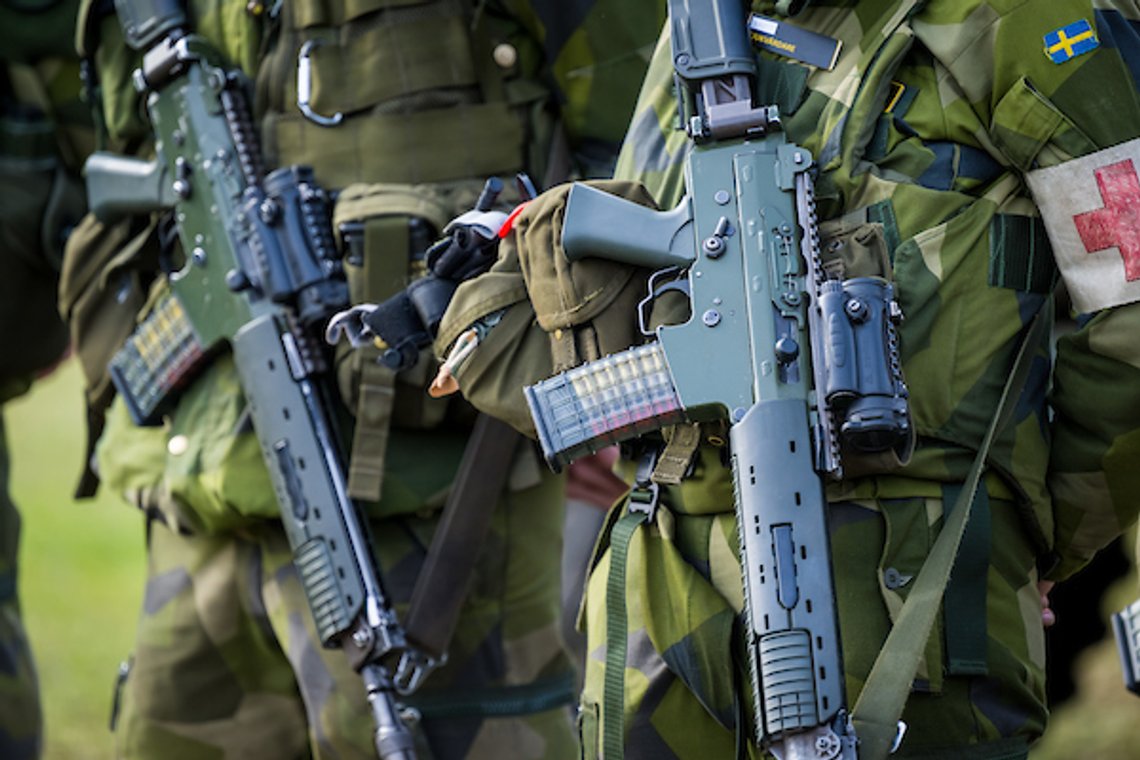 STOCKHOLM, SWEDEN - APRIL 29: AK5 on April 29, 2023.
Swedish Armed forces exercise in Aurora 23, near Bromma Airport outside Stockholm.
Photo by PELLE T NILSSON/Swedish Press Agency STOCKHOLM, SWEDEN - APRIL 29: AK5 on April 29, 2023.
Swedish Armed forces exercise in Aurora 23, near Bromma Airport outside Stockholm.
Photo by PELLE T NILSSON/Swedish Press Agency