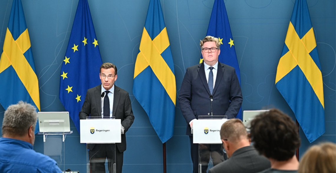 Statsminister Ulf Kristersson (M) och justitieminister Gunnar Strömmer (M)
Foto: Roger Sahlström Statsminister Ulf Kristersson (M) och justitieminister Gunnar Strömmer (M)
Foto: Roger Sahlström