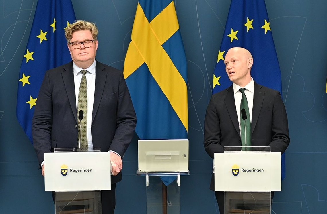 Justitieminister Gunnar Strömmer (M) och finansmarknadsminister Niklas Wykman (M)
Foto: Roger Sahlström Justitieminister Gunnar Strömmer (M) och finansmarknadsminister Niklas Wykman (M)
Foto: Roger Sahlström
