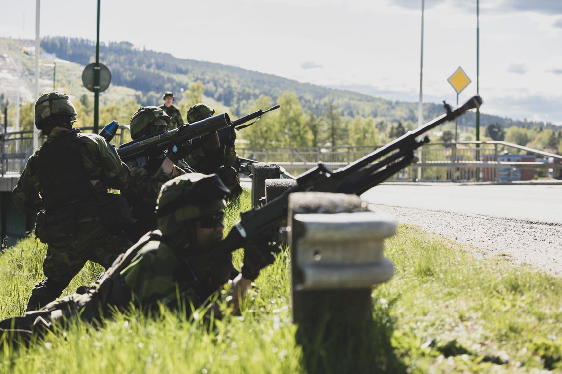Hemvärnssoldater i Sollefteå under övningen Vildhussen, maj 2022.
Foto: Joel Thungren / Försvarsmakten pressbild Hemvärnssoldater i Sollefteå under övningen Vildhussen, maj 2022.
Foto: Joel Thungren / Försvarsmakten pressbild