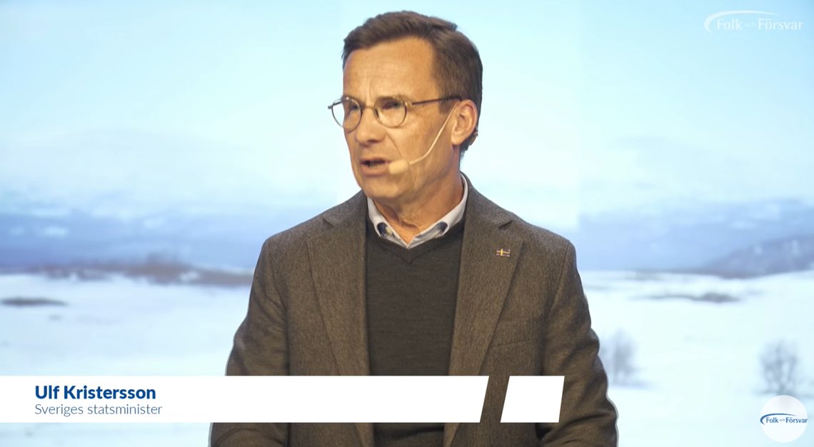 Statsminister Ulf Kristersson (M)
Foto: Youtube/Folk och försvar Statsminister Ulf Kristersson (M)
Foto: Youtube/Folk och försvar