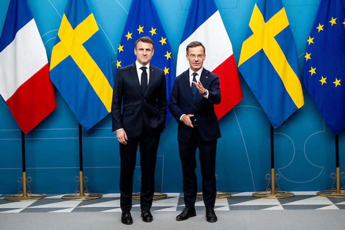 STOCKHOLM, SWEDEN - JANUARY 30: Primeminiter Ulf Kristersson and Emmanuel Macron on January 30, 2024
State visit from Emmanuel and Birgitte Macron from France.
Pressconference at Rosenbad
Photo by HENRIC WAUGE /Swedish Press Agency STOCKHOLM, SWEDEN - JANUARY 30: Primeminiter Ulf Kristersson and Emmanuel Macron on January 30, 2024
State visit from Emmanuel and Birgitte Macron from France.
Pressconference at Rosenbad
Photo by HENRIC WAUGE /Swedish Press Agency