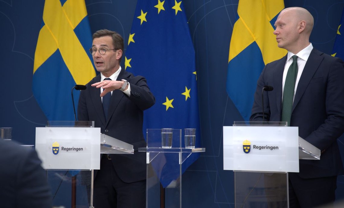 Statsminister Ulf Kristersson (M) och finansmarknadsminister Niklas Wykman (M)
Foto: Roger Sahlström Statsminister Ulf Kristersson (M) och finansmarknadsminister Niklas Wykman (M)
Foto: Roger Sahlström