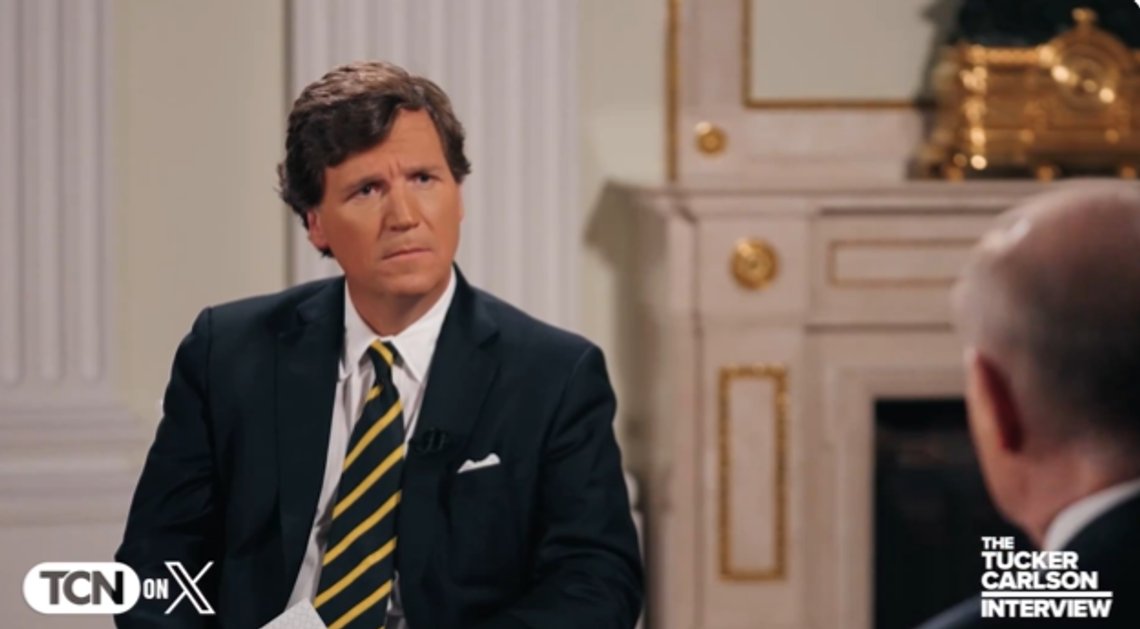 Tucker Carlson intervjuar, som förste västerländske journalist sedan februari 2022, Vladimir Putin.
Foto: Skärmdump X Tucker Carlson intervjuar, som förste västerländske journalist sedan februari 2022, Vladimir Putin.
Foto: Skärmdump X