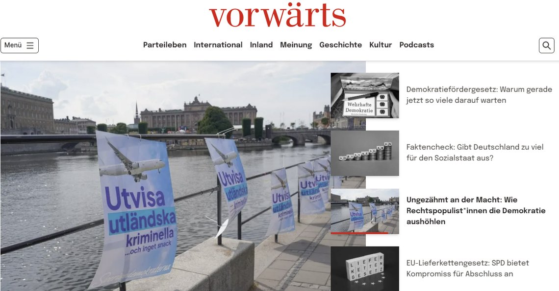 Foto: Skärmdump Vorwärts Foto: Skärmdump Vorwärts