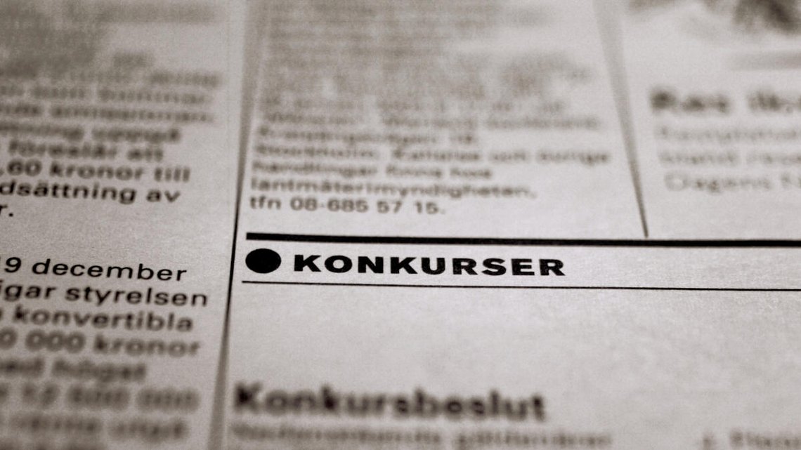 STOCKHOLM 040108
Antalet företagskonkurser i Sverige ökade under 2003 med 3 procent jämfört med året före och uppgick till 7 134. Det visar statistik från kreditupplysningsföretaget UC.
Sett enbart till december så ökade företagskonkurserna med 1 procent till 572.
Foto: Jessica Gow Kod: 1070
COPYRIGHT SCANPIX SWEDEN STOCKHOLM 040108
Antalet företagskonkurser i Sverige ökade under 2003 med 3 procent jämfört med året före och uppgick till 7 134. Det visar statistik från kreditupplysningsföretaget UC.
Sett enbart till december så ökade företagskonkurserna med 1 procent till 572.
Foto: Jessica Gow Kod: 1070
COPYRIGHT SCANPIX SWEDEN