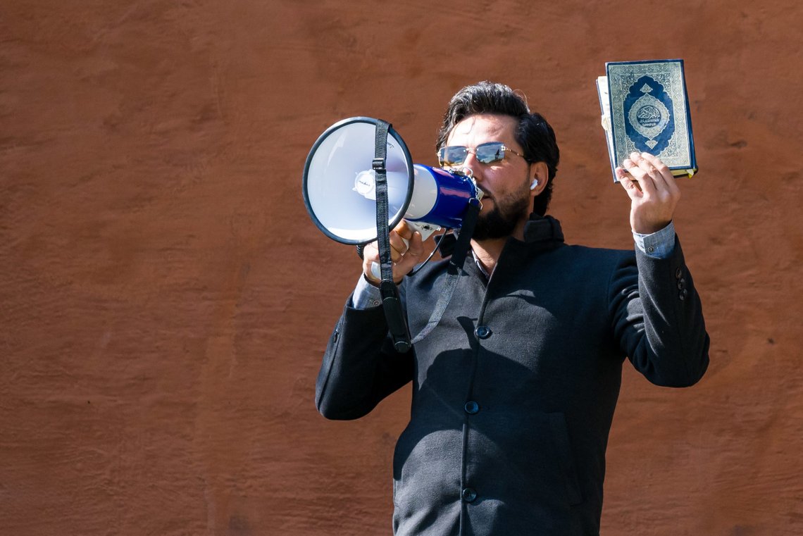 STOCKHOLM, SWEDEN - AUGUST 24: Salwan Momika, Irak, burning the Koran outside the mosque on August 24, 2023.
NOTE: RAW MATERIAL - EDIT AS YOU WICH!
Video from Koran burning at the mosque on Medborgarplatsen in Stockholm, Sweden. The organizer is Salwan Momika who comes from Iraq and wants to criticize Islam through the burning.
At the scen it was very calm except for two people who disturbed the order by shouting a little at Salwan. Police were well prepared and had the situation under control.
Photo by PELLE T NILSSON/Swedish Press Agency STOCKHOLM, SWEDEN - AUGUST 24: Salwan Momika, Irak, burning the Koran outside the mosque on August 24, 2023.
NOTE: RAW MATERIAL - EDIT AS YOU WICH!
Video from Koran burning at the mosque on Medborgarplatsen in Stockholm, Sweden. The organizer is Salwan Momika who comes from Iraq and wants to criticize Islam through the burning.
At the scen it was very calm except for two people who disturbed the order by shouting a little at Salwan. Police were well prepared and had the situation under control.
Photo by PELLE T NILSSON/Swedish Press Agency
