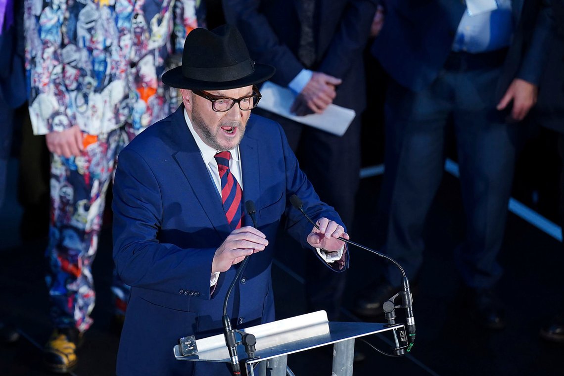 George Galloway gives a speech after being declared winner in the Rochdale by-election, which was triggered after the death of Labour MP Sir Tony Lloyd, in the town of Rochdale, England Thursday, Feb. 29, 2024. (Peter Byrne/PA via AP) George Galloway gives a speech after being declared winner in the Rochdale by-election, which was triggered after the death of Labour MP Sir Tony Lloyd, in the town of Rochdale, England Thursday, Feb. 29, 2024. (Peter Byrne/PA via AP)