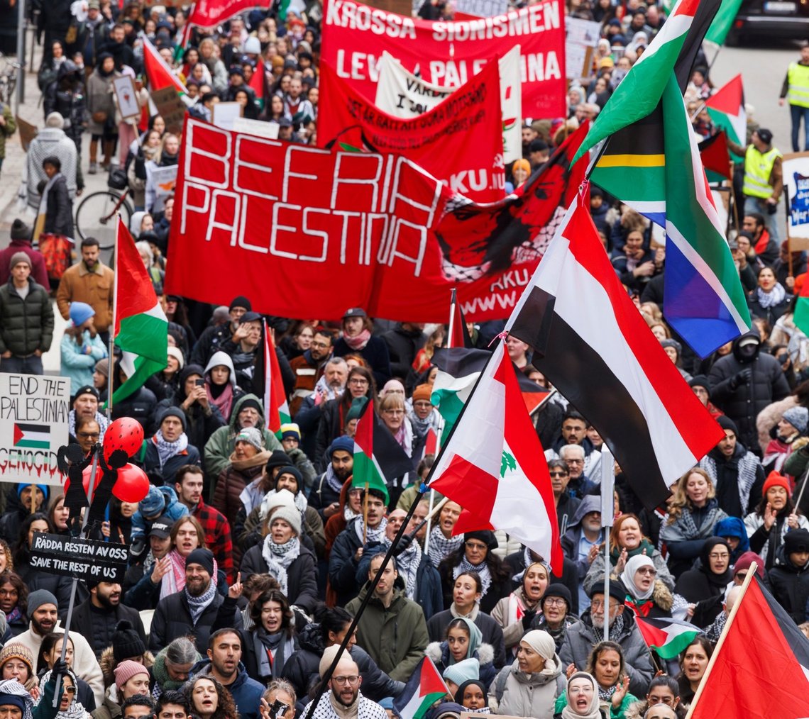 Pro-palestinsk och antisionistisk demonstration vid Odenplan i Stockholm, den 3 mars 2024. Foto: Skärmdump Facebook Pro-palestinsk och antisionistisk demonstration vid Odenplan i Stockholm, den 3 mars 2024. Foto: Skärmdump Facebook