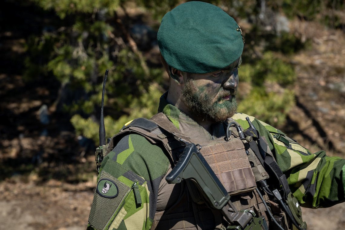 STOCKHOLM, SWEDEN - APRIL 19: Army, personal, on April 19, 2023.
The Swedish army and weapons on a show off at the Muskö Military base outside Stockholm.
Photo by ROGER SAHLSTRÖM/Swedish Press Agency STOCKHOLM, SWEDEN - APRIL 19: Army, personal, on April 19, 2023.
The Swedish army and weapons on a show off at the Muskö Military base outside Stockholm.
Photo by ROGER SAHLSTRÖM/Swedish Press Agency
