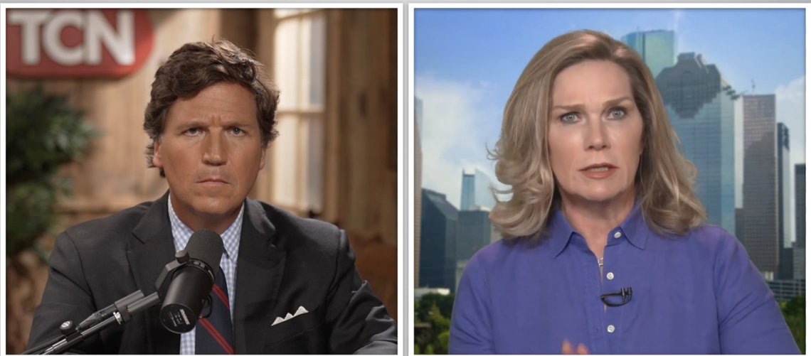 Tucker Carlson och Catherine Engelbrecht. Foto: Skärmdump video Tucker Carlson News Tucker Carlson och Catherine Engelbrecht. Foto: Skärmdump video Tucker Carlson News