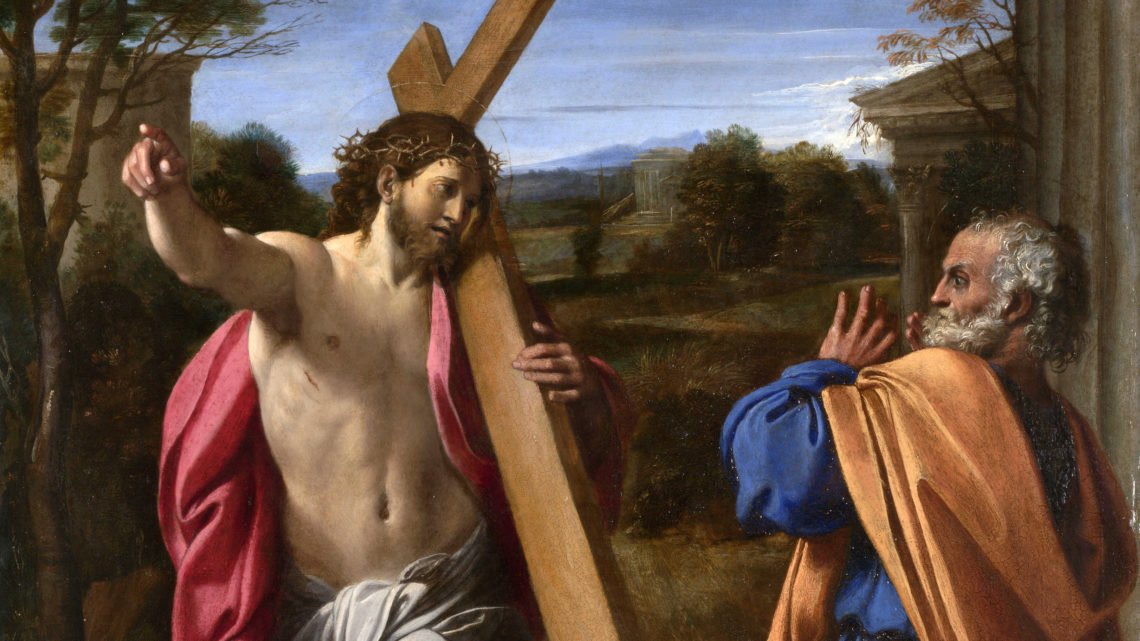 Annibale Carracci (1560–1609), "Kristus visar sig för Petrus på Via Appia" (Domine, Quo Vadis?). National Gallery, London. Annibale Carracci (1560–1609), "Kristus visar sig för Petrus på Via Appia" (Domine, Quo Vadis?). National Gallery, London.