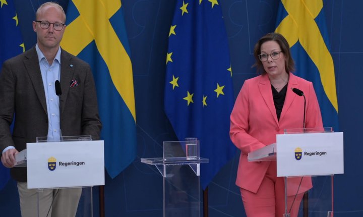 Ludvig Aspling (SD) och migrationsminister Maria Malmer Stenergard (M) Foto: Roger Sahlström