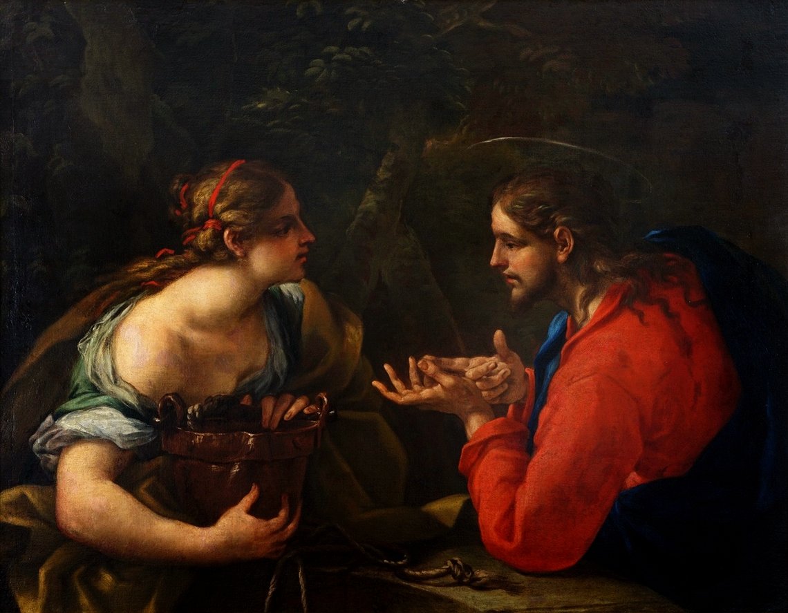 Carlo Maratta (1625–1713), "Kristus och den samariska kvinnan" (efter Joh 4:4–42), Warszawas ärkestiftsmuseum. Carlo Maratta (1625–1713), "Kristus och den samariska kvinnan" (efter Joh 4:4–42), Warszawas ärkestiftsmuseum.