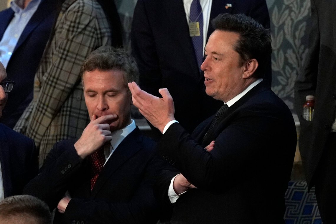 Elon Musk och Douglas Murray inför Israels premiärminister Benjamin Netanyahus tal till den amerikanska kongressen i Washington D.C. 24 juli 2024. Foto: Julia Nikhinson / AP Photo / NTB. Elon Musk och Douglas Murray inför Israels premiärminister Benjamin Netanyahus tal till den amerikanska kongressen i Washington D.C. 24 juli 2024. Foto: Julia Nikhinson / AP Photo / NTB.