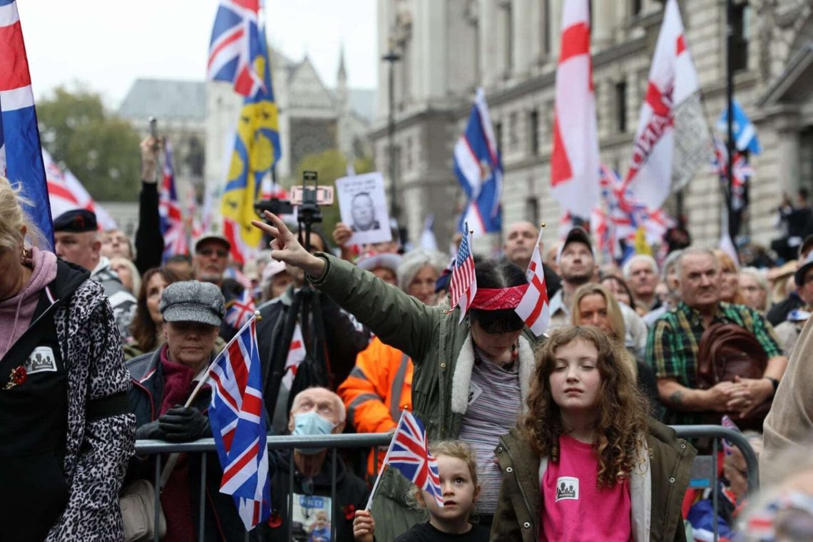 Britter har fått nog, bild från lördagens demonstration i London. Foto: Document Britter har fått nog, bild från lördagens demonstration i London. Foto: Document