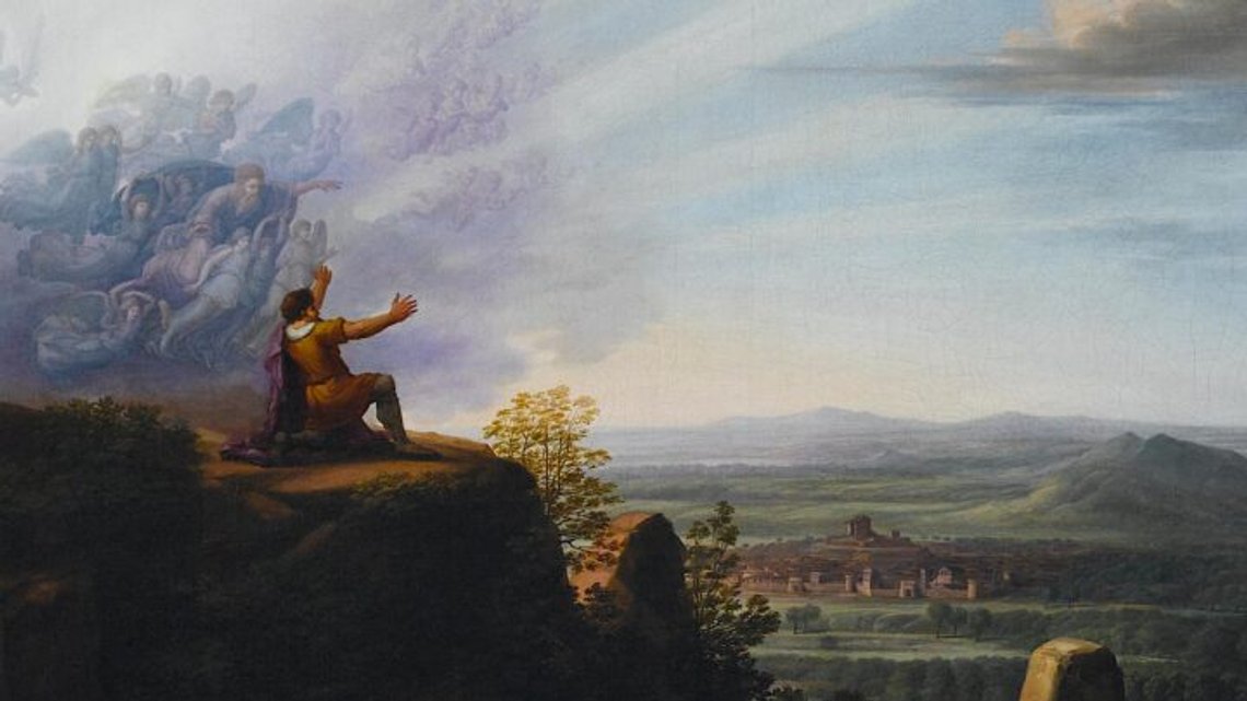 Carl Ludwig Kuhbeil (1766–1823), "Gud visar Moses det utlovade landet från berget Neba". Carl Ludwig Kuhbeil (1766–1823), "Gud visar Moses det utlovade landet från berget Neba".