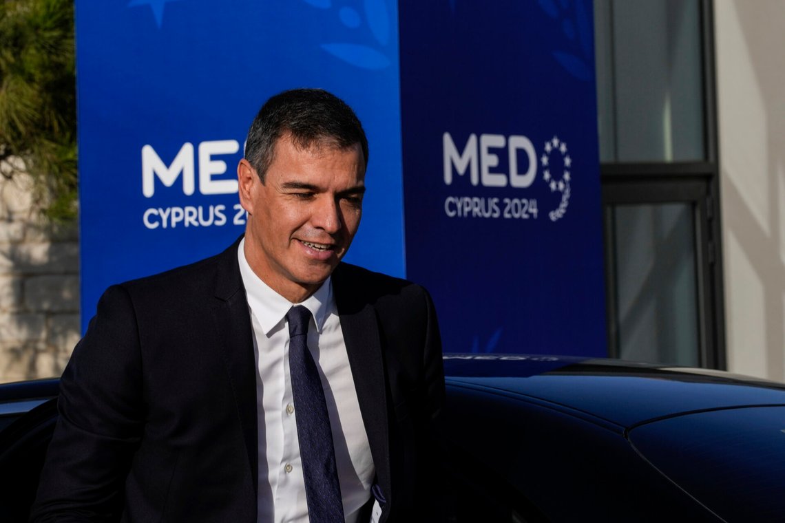 Spaniens premiärminister Pedro Sánchez vill att EU säger upp frihandelsavtalet med Israel. Foto: Petros Karadjias / AP / NTB Spaniens premiärminister Pedro Sánchez vill att EU säger upp frihandelsavtalet med Israel. Foto: Petros Karadjias / AP / NTB