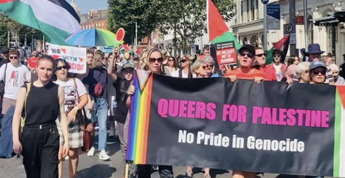 Queers for Palestine demonstrerar till förmån för Hamas på Irland. Foto: Instagram/ QFP Irland Queers for Palestine demonstrerar till förmån för Hamas på Irland. Foto: Instagram/ QFP Irland