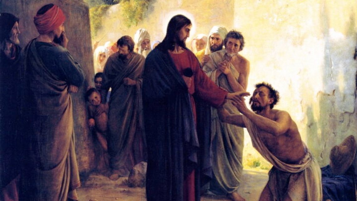 Carl Bloch (1834–1890), "Jesus helar den blinde", Nationalhistoriska museet på Frederiksborgs slott, Hillerød. Carl Bloch (1834–1890), "Jesus helar den blinde", Nationalhistoriska museet på Frederiksborgs slott, Hillerød.