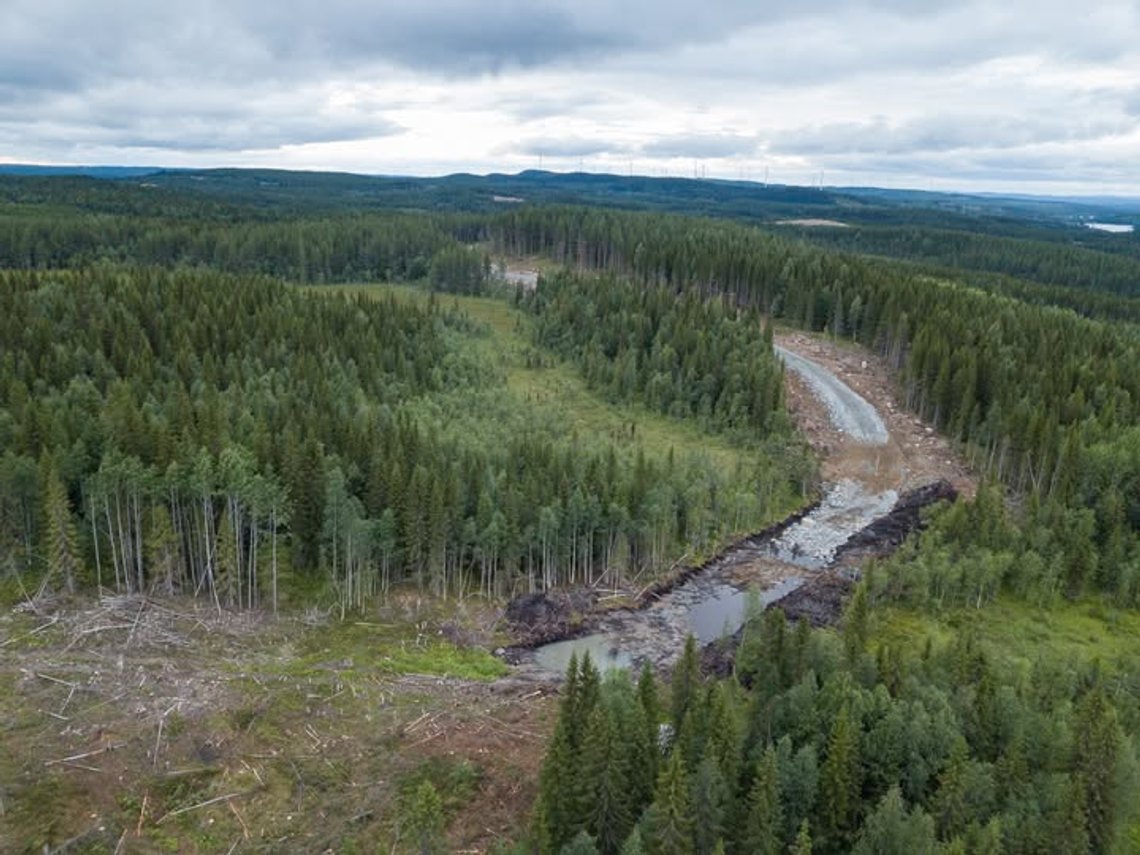 Vägbygge till turbin T09 på Bodhöjden i Jämtkrafts vindkraftbygge Hocksjön. Foto: Skärmdump Facebook Vägbygge till turbin T09 på Bodhöjden i Jämtkrafts vindkraftbygge Hocksjön. Foto: Skärmdump Facebook