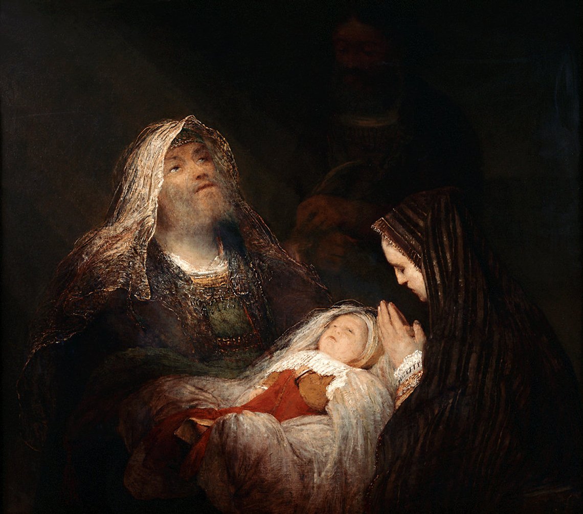 Arent de Gelder (1645–1727), "Simeons lovsång", Mauritshuis, Haag. Arent de Gelder (1645–1727), "Simeons lovsång", Mauritshuis, Haag.