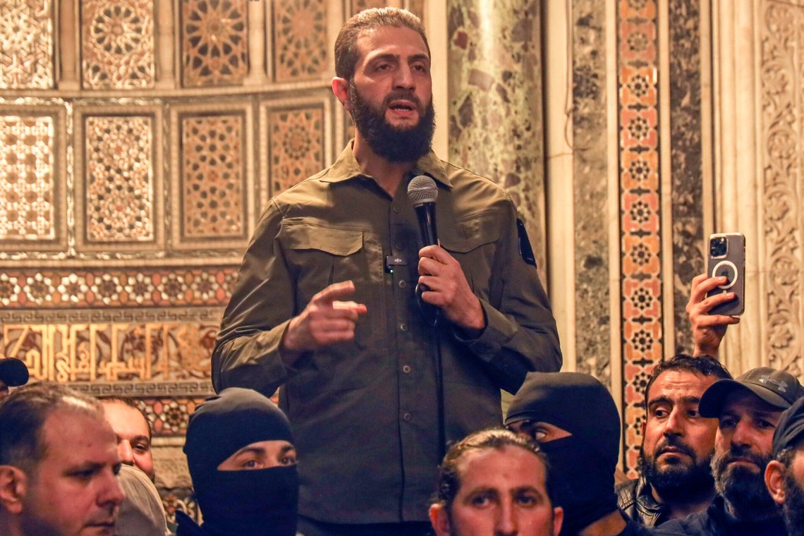 Abu Mohammed al-Golani speaks at the Umayyad Mosque in Damascus Sunday, Dec. 8, 2024. (AP Photo/Omar Albam) Abu Mohammed al-Golani speaks at the Umayyad Mosque in Damascus Sunday, Dec. 8, 2024. (AP Photo/Omar Albam)
