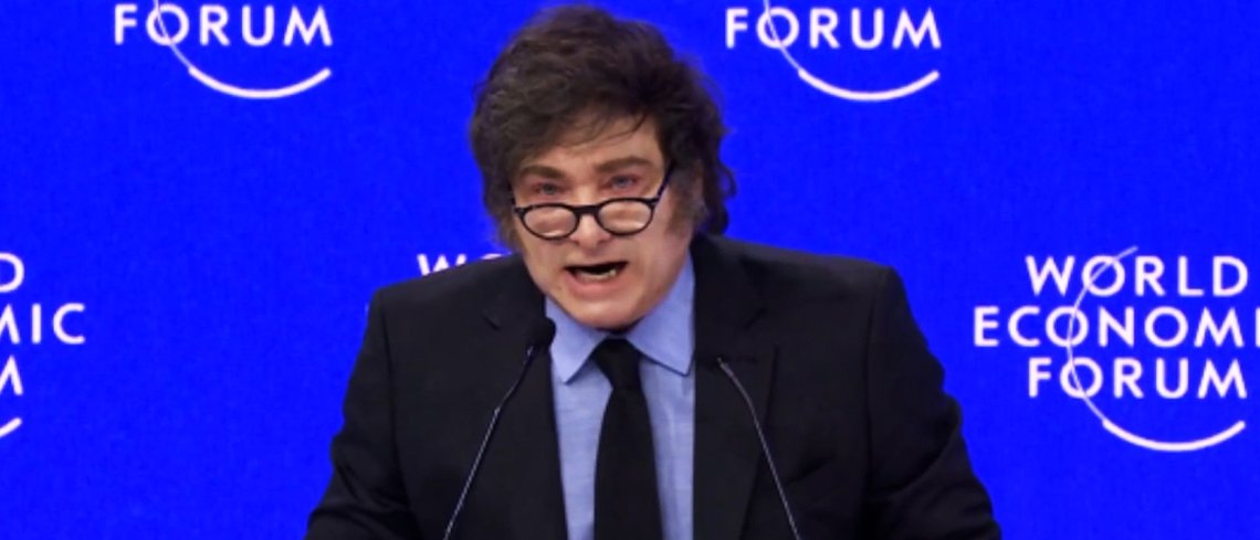 Argentinas president inledde en frontalattack mot vakenhet och socialism i sitt tal till WEF i Davos. Foto: Skärmdump video Argentinas president inledde en frontalattack mot vakenhet och socialism i sitt tal till WEF i Davos. Foto: Skärmdump video