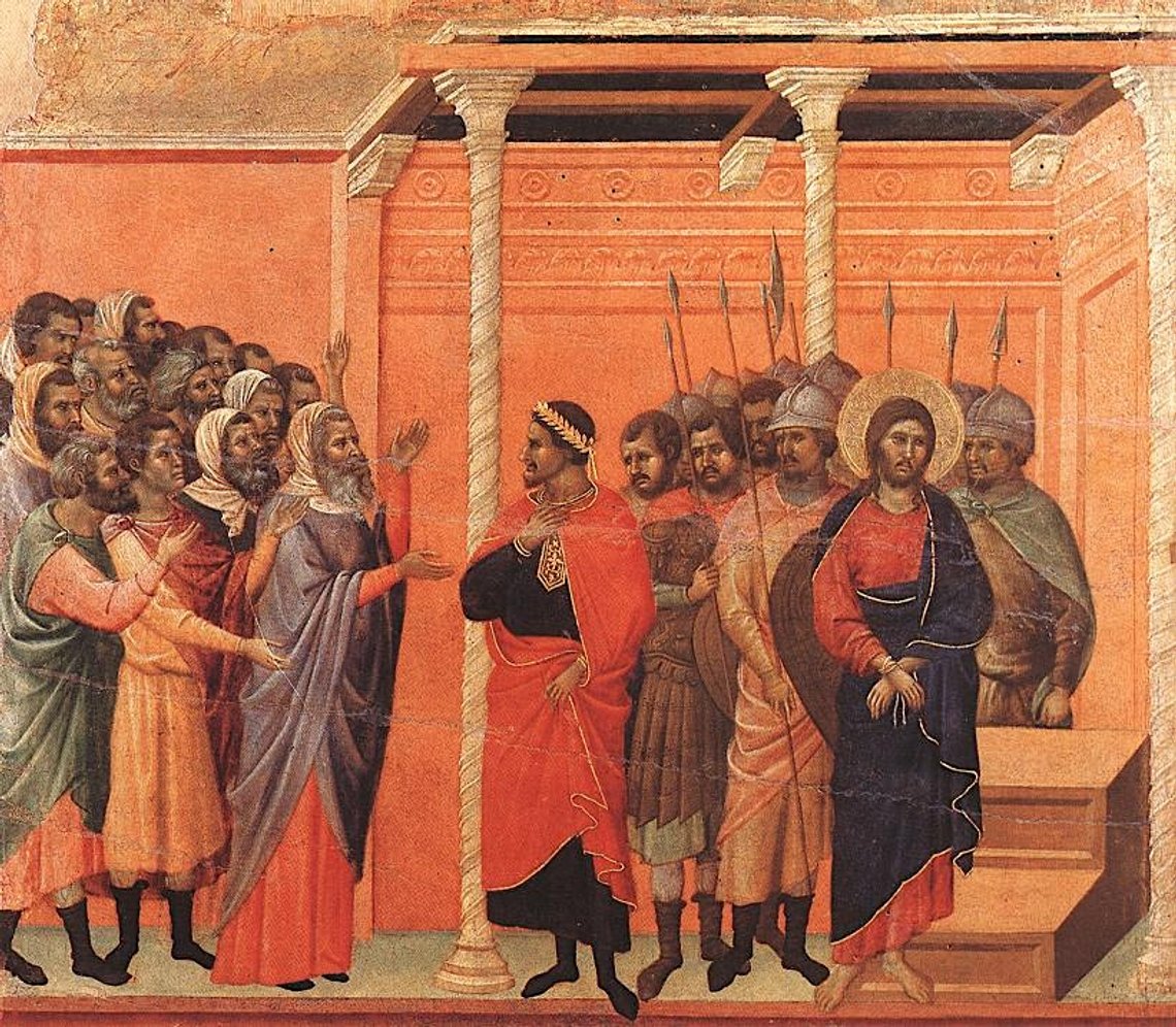 Duccio di Buoninsegna (1255–1319), "Fariséerna anklagar Jesus", Sienas katedralmuseum, Italien. Duccio di Buoninsegna (1255–1319), "Fariséerna anklagar Jesus", Sienas katedralmuseum, Italien.