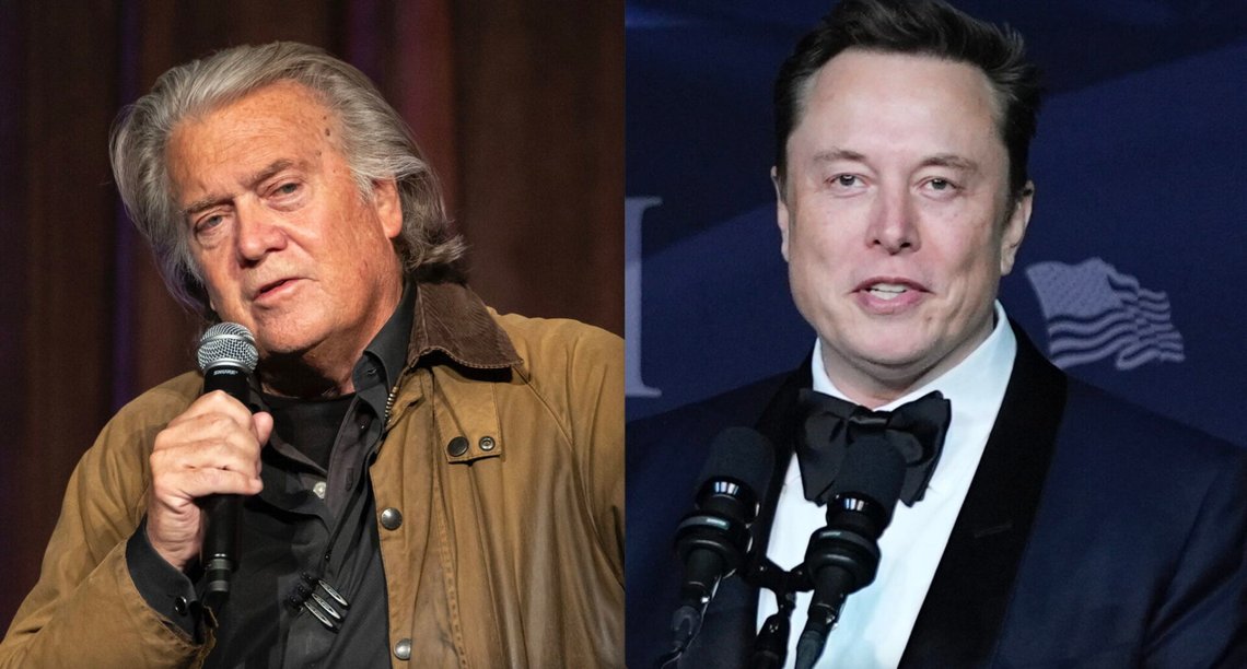 Steve Bannon och Elon Musk. Foto: Yuki Iwamura och Alex Brandon – begge via AP / NTB. Steve Bannon och Elon Musk. Foto: Yuki Iwamura och Alex Brandon – begge via AP / NTB.