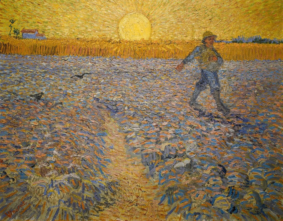 Vincent van Gogh (1853–1890), "Såmannen i solnedgang", Kröller-Müller Museum, Otterlo. Vincent van Gogh (1853–1890), "Såmannen i solnedgang", Kröller-Müller Museum, Otterlo.