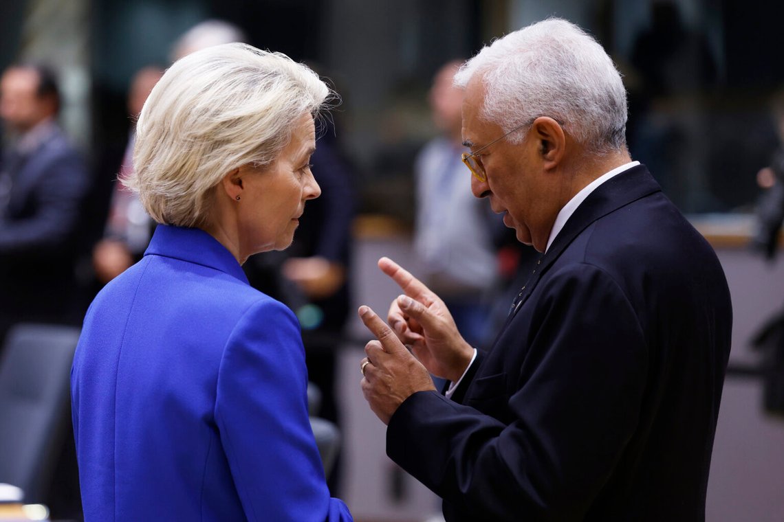 EU:s två presidenter, Ursula von der Leyen och Antonio Costa, är överens om vikten av att stärka Europas försvarsförmåga. Foto: AP/NTB EU:s två presidenter, Ursula von der Leyen och Antonio Costa, är överens om vikten av att stärka Europas försvarsförmåga. Foto: AP/NTB