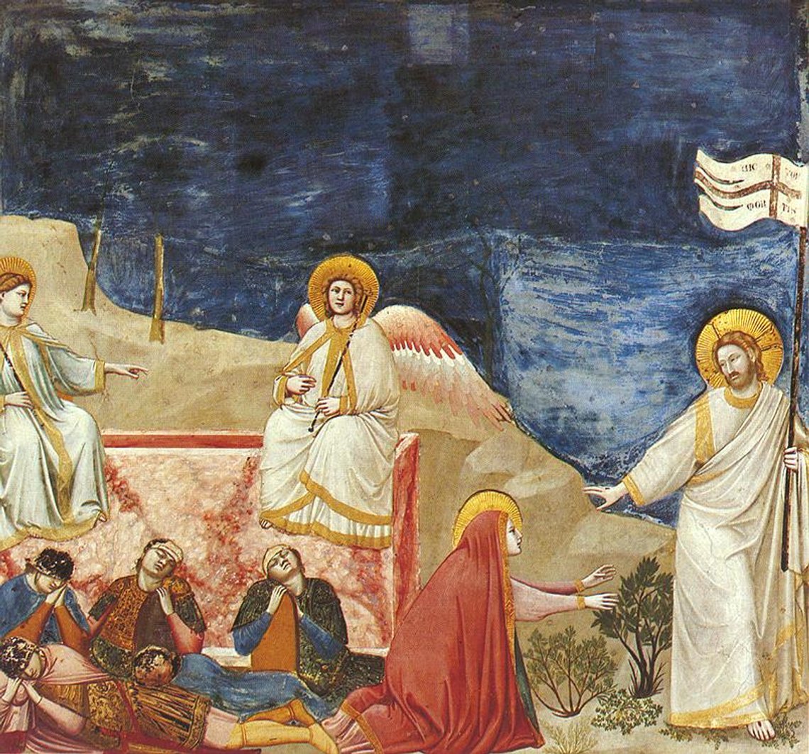 Giotto (1266–1337), "Noli me tangere", Scrovegni-kapellet, Padova. Giotto (1266–1337), "Noli me tangere", Scrovegni-kapellet, Padova.