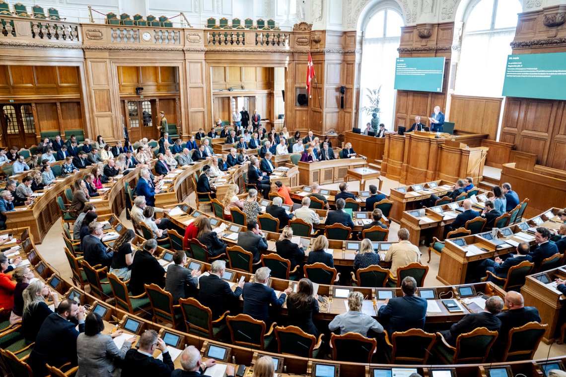 Från ett möte i det danska Folketinget på Christiansborg i Köpenhamn den 24 april 2025. Foto: Mads Claus Rasmussen / Ritzau Scanpix / NTB. Från ett möte i det danska Folketinget på Christiansborg i Köpenhamn den 24 april 2025. Foto: Mads Claus Rasmussen / Ritzau Scanpix / NTB.