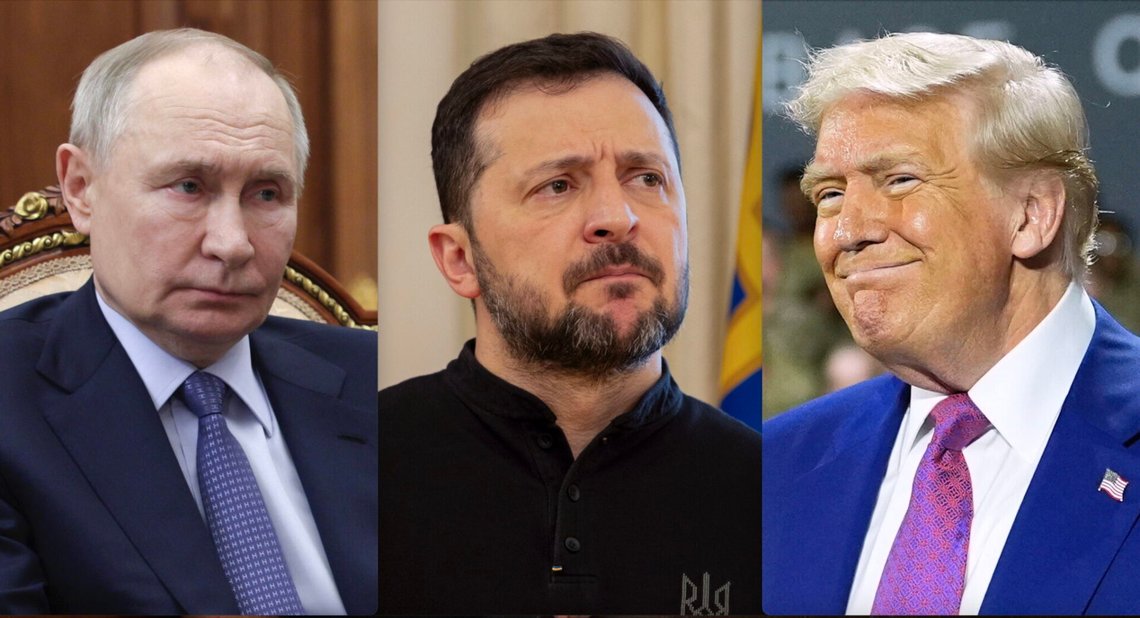 Vladimir Putin, Volodymyr Zelenskyi och Donald Trump. Foto: Alexander Kryazhev / Sputnik / Kreml, Tetiana Dzhafarova och Alex Brandon – alla via AP / NTB. Vladimir Putin, Volodymyr Zelenskyi och Donald Trump. Foto: Alexander Kryazhev / Sputnik / Kreml, Tetiana Dzhafarova och Alex Brandon – alla via AP / NTB.