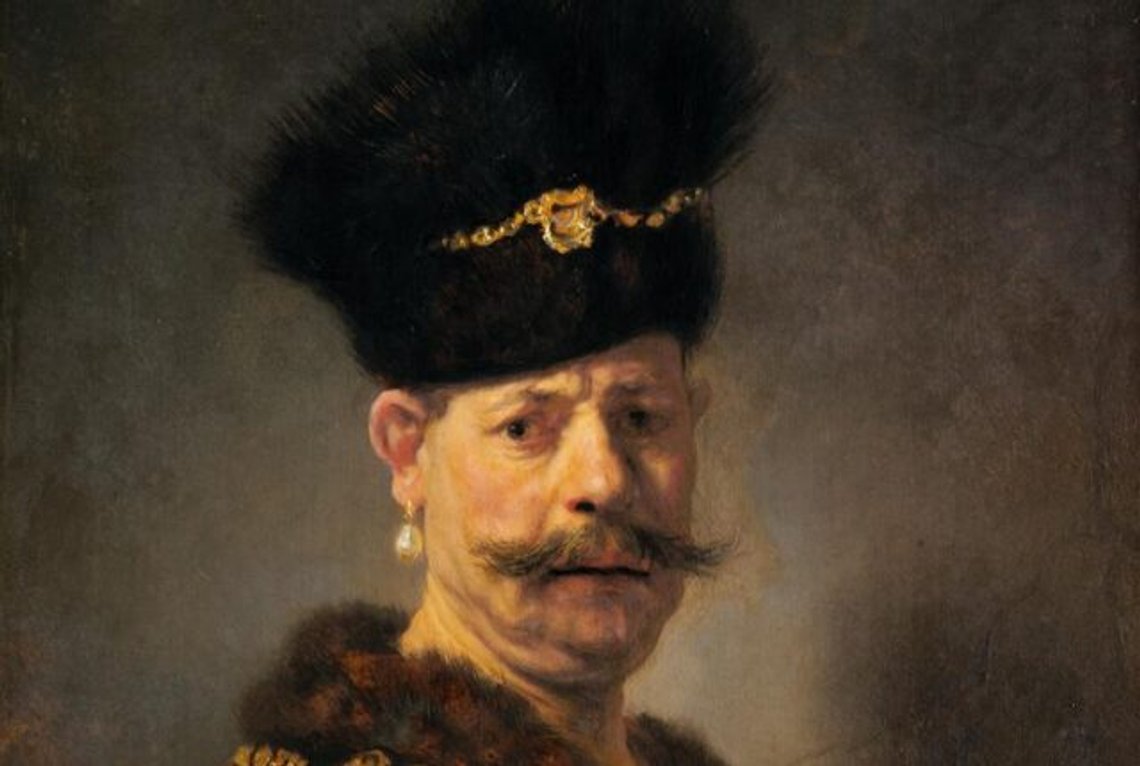Rembrandt: "Polsk adelsman" (1637), detalj Rembrandt: "Polsk adelsman" (1637), detalj