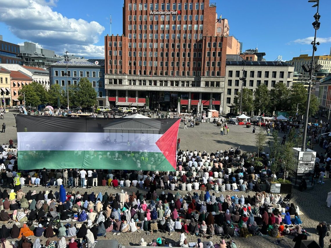 Den storskaliga fredagsbönen som IslamNet och andra radikala muslimer arrangerade var tänkt att samla 10 000 muslimer. Istället fanns det mellan 2000-2500 muslimer och högljudda böneutrop. Foto: Läsarbild Den storskaliga fredagsbönen som IslamNet och andra radikala muslimer arrangerade var tänkt att samla 10 000 muslimer. Istället fanns det mellan 2000-2500 muslimer och högljudda böneutrop. Foto: Läsarbild