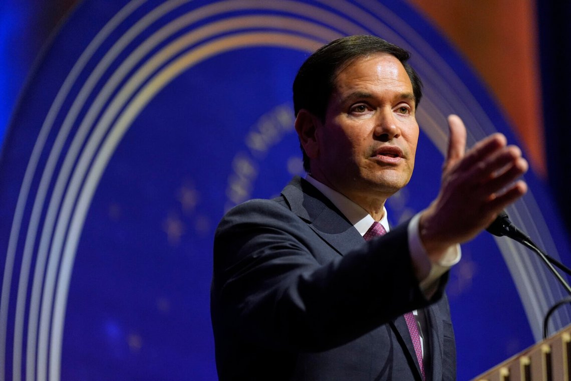 Utrikesminister Marco Rubio talar vid American Compass's The New World Gala i Washington, 3 juni 2025. Foto: Mark Schiefelbein/AP Photo Utrikesminister Marco Rubio talar vid American Compass's The New World Gala i Washington, 3 juni 2025. Foto: Mark Schiefelbein/AP Photo