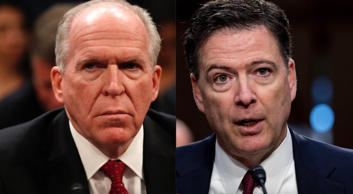 John Brennan (t.v.) och James Comey (t.h.). Foto: Pablo Martinez Monsivais och Andrew Harnik – via AP / NTB. John Brennan (t.v.) och James Comey (t.h.). Foto: Pablo Martinez Monsivais och Andrew Harnik – via AP / NTB.