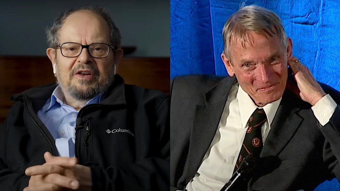 Richard Lindzen och William Happer. Stillbilder: Jordan B Peterson og The Heartland Institute – bägge via YouTube. Richard Lindzen och William Happer. Stillbilder: Jordan B Peterson og The Heartland Institute – bägge via YouTube.