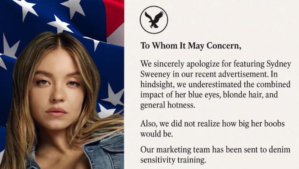 American Eagle ber om ursäkt för annonskampanjen med Sidney Sweeney. Eller..? American Eagle ber om ursäkt för annonskampanjen med Sidney Sweeney. Eller..?