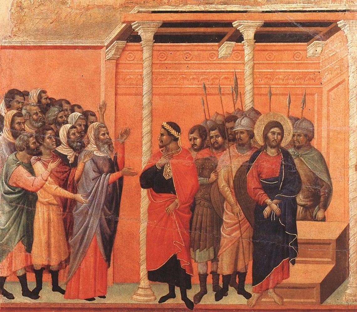 Duccio di Buoninsegna (ca 1255–1319), "Fariséerna anklagar Jesus", Sienas katedralmuseum. Duccio di Buoninsegna (ca 1255–1319), "Fariséerna anklagar Jesus", Sienas katedralmuseum.