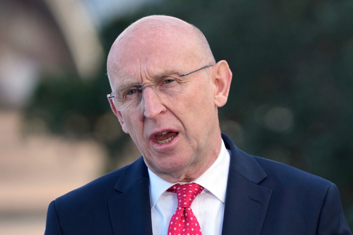 Storbritanniens försvarsminister John Healey talar vid en presskonferens på Admiralty House efter ministersamrådet mellan Australien och Storbritannien (AUKMIN) i Sydney, Australien, 25 juli 2025. Foto: Rick Rycroft/AP Photo Storbritanniens försvarsminister John Healey talar vid en presskonferens på Admiralty House efter ministersamrådet mellan Australien och Storbritannien (AUKMIN) i Sydney, Australien, 25 juli 2025. Foto: Rick Rycroft/AP Photo