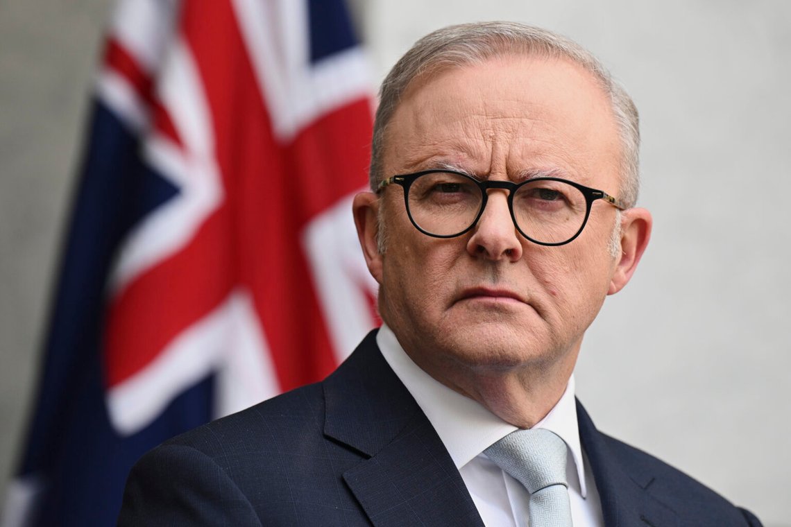 Australiens premiärminister Anthony Albanese talar till media under en presskonferens i parlamentshuset i Canberra, Australien, 26 augusti 2025. Foto: Lukas Coch/AAP Bild via AP Australiens premiärminister Anthony Albanese talar till media under en presskonferens i parlamentshuset i Canberra, Australien, 26 augusti 2025. Foto: Lukas Coch/AAP Bild via AP